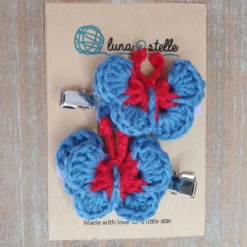Blue Butterfly Large Hair Clips (Set Of Two)