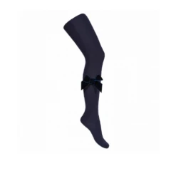 Condor Side Velvet Bow Tights - Navy Blue