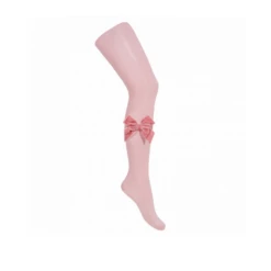 Condor Side Velvet Bow Tights - Pale Pink