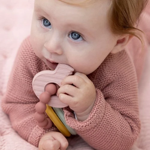 Little Dutch Teething Toy Kychain Pink 4 Little Dutch Teething Toy Kychain Pink - Image 2