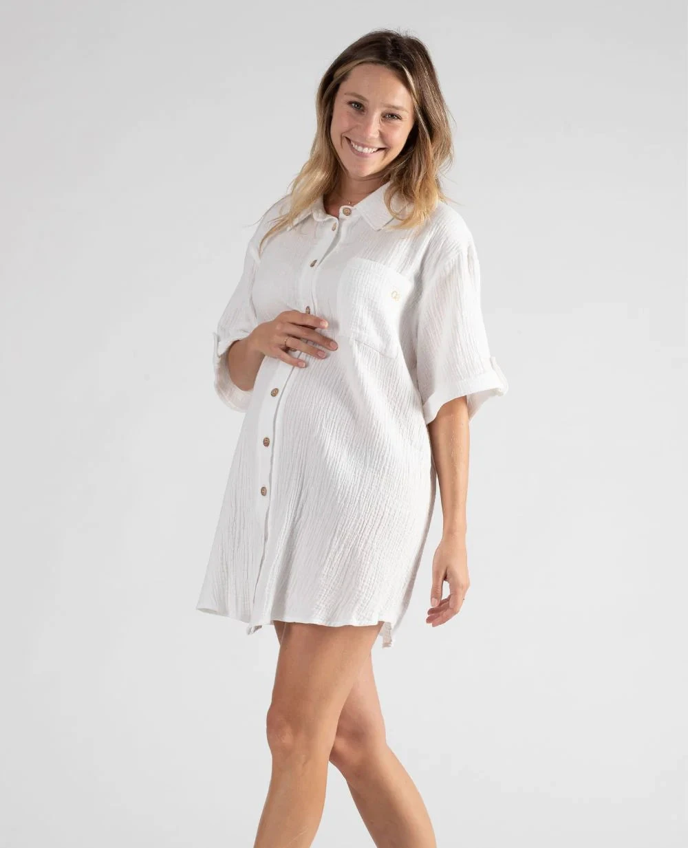 Cache Coeur Bertille White Maternity And Nursing Shirt Dress 6 Cache Coeur Bertille White Maternity And Nursing Shirt Dress - Image 4