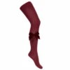Condor Side Velvet Bow Tights - Granate -LittleNest Store SIDE VELVET BOW COTTON TIGHTS GARNET